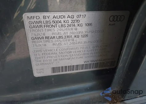 2018 Audi A4 Allroad 2.0T Premium/2.0T Tech Premium из США, поврежденный, VIN WA18NAF44JA036560